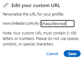 Personal Brand on LinkedIn - Custom URL
