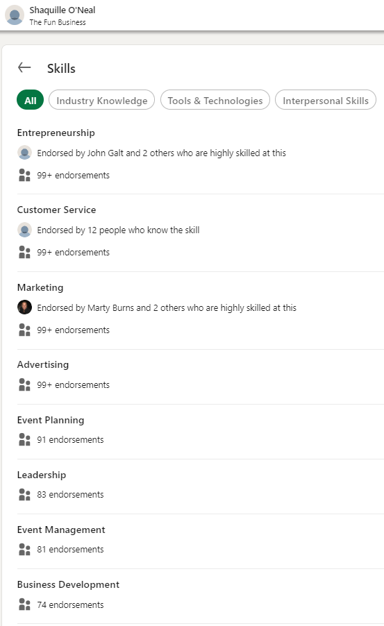 Personal Brand on LinkedIn - Skills