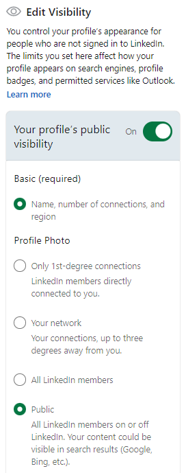 Personal Brand on LinkedIn - Public Profile