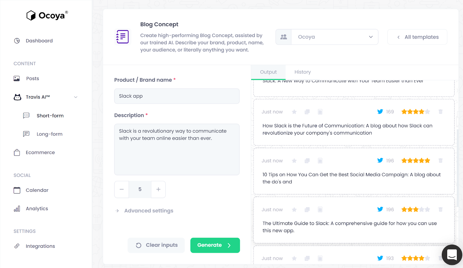 AI Generated Content - Ocoya