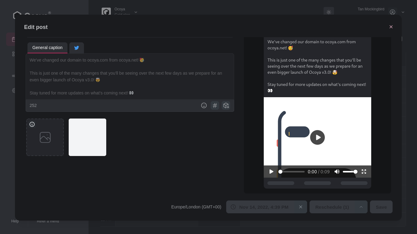 Ocoya v3.0 lets you upload videos directly from the caption editor