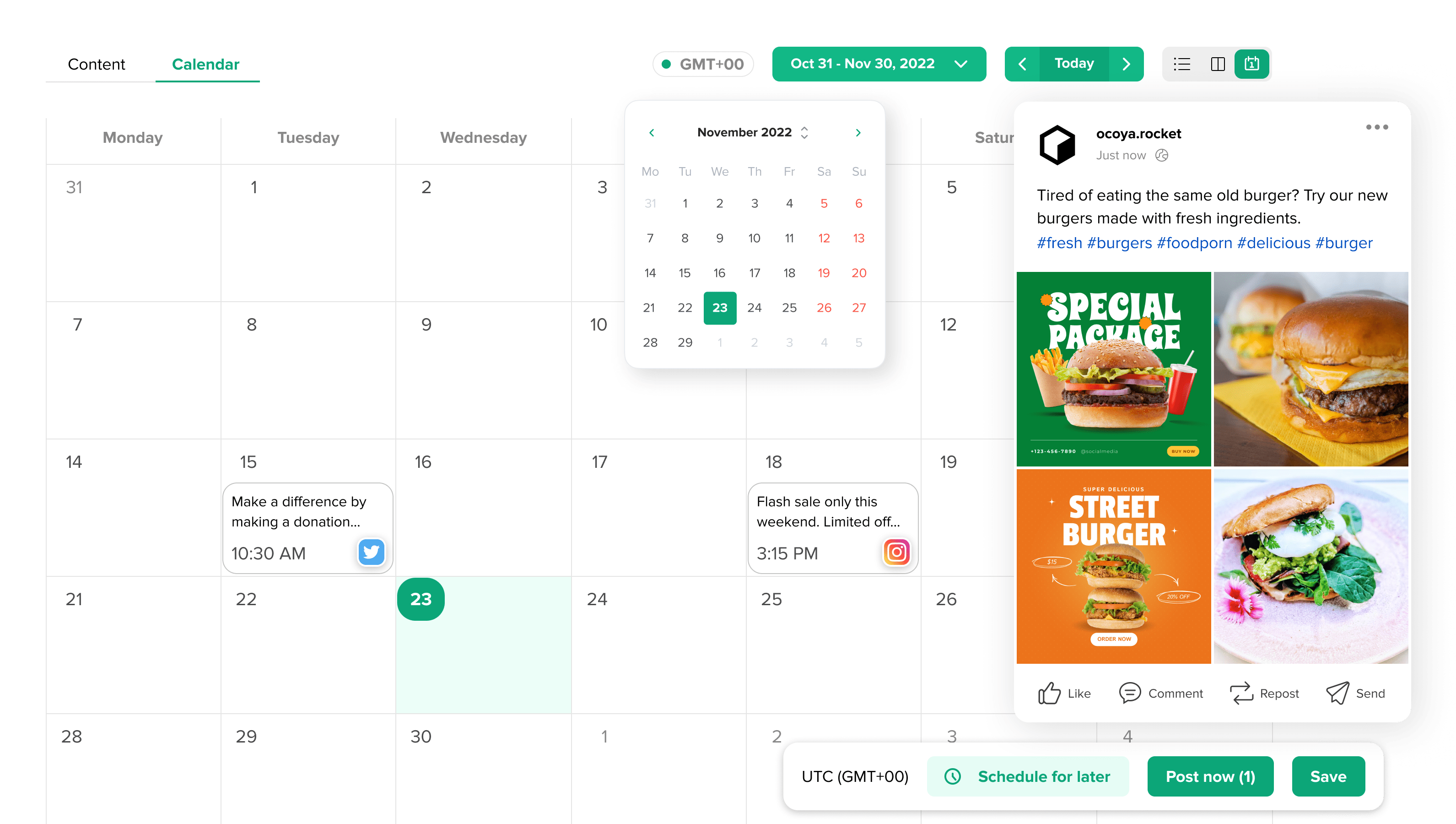 Ocoya v3.0 calendar
