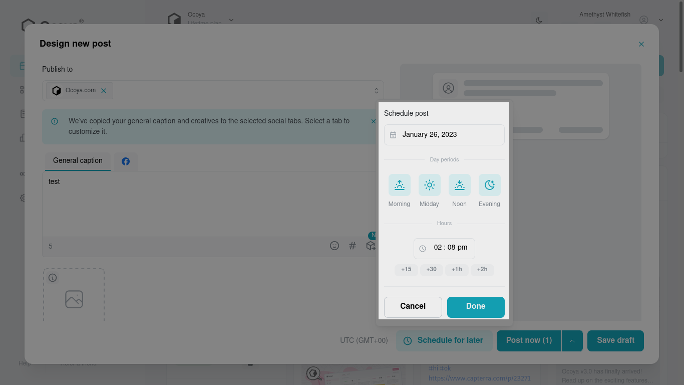 Ocoya's easy scheduler