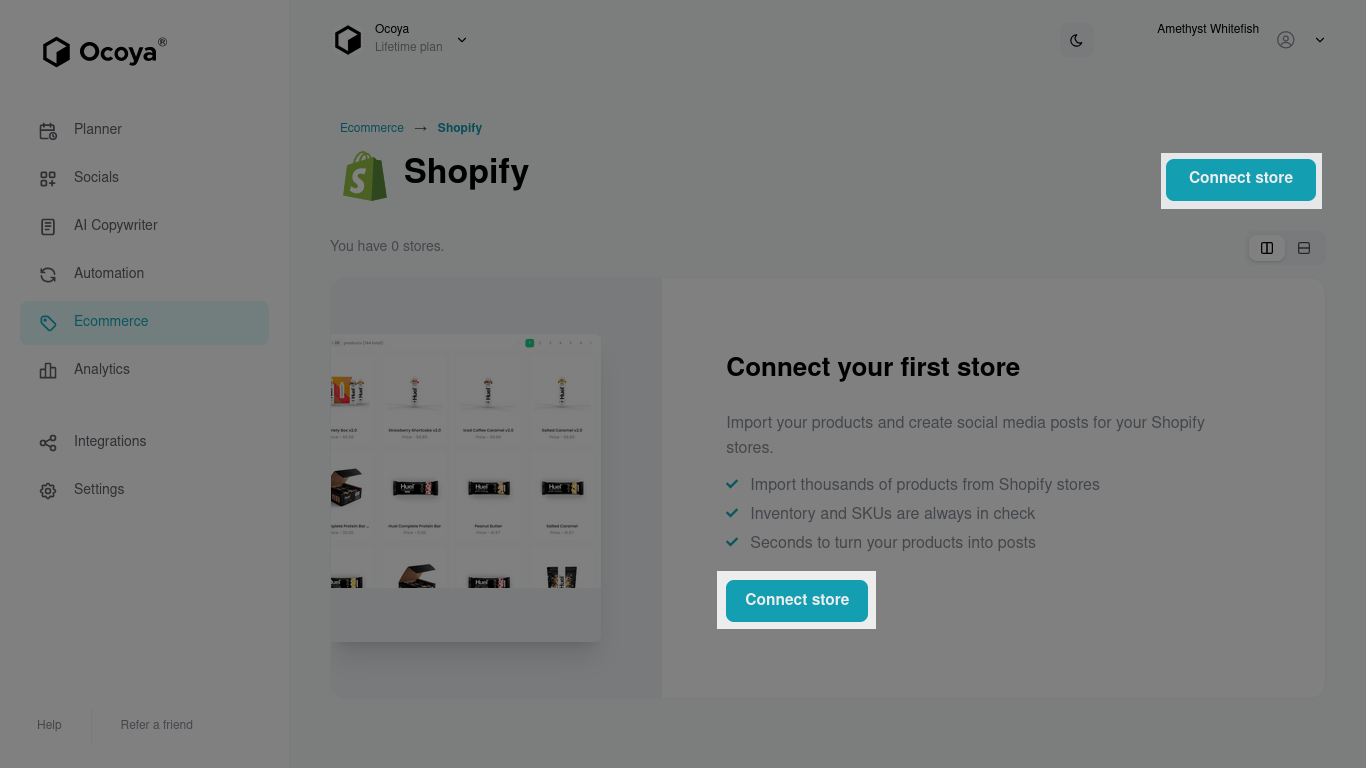 Connect your Shopify store to Ocoya
