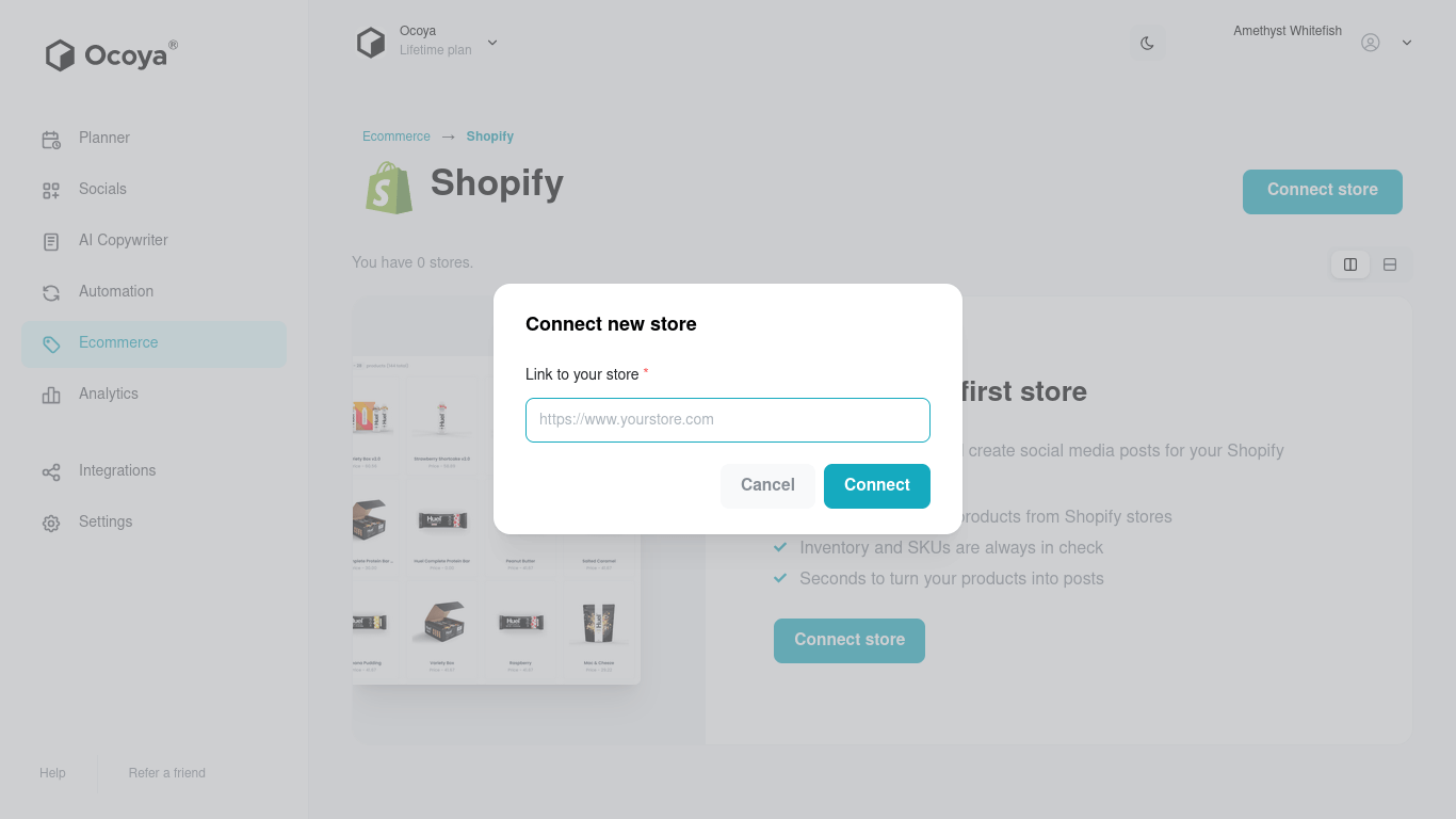 Connect your Shopify store to Ocoya