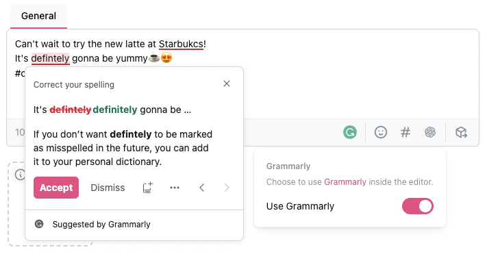 Ocoya Grammarly integration